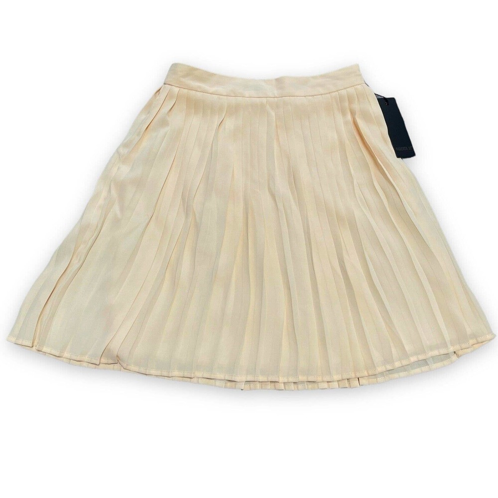 Womens Juniors Forever 21 Pleated Pale Peach Pink Skirt XS New